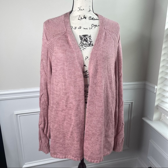 Lane Bryant pink cotton blend open‎ front cardigan - Picture 1 of 6